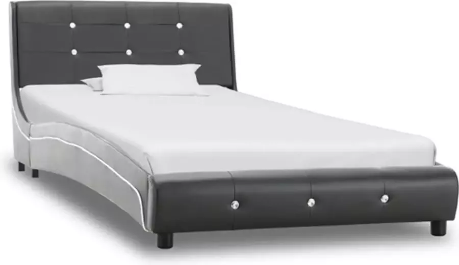 VidaXL -Bedframe-kunstleer-grijs-90x200-cm - Foto 2