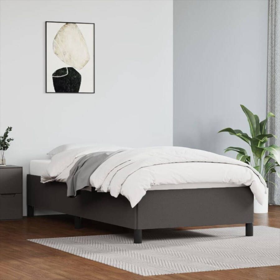 VidaXL -Bedframe-kunstleer-grijs-90x200-cm - Foto 2