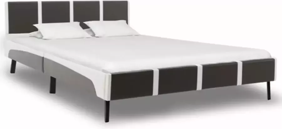 VIDAXL Bedframe kunstleer grijs en wit 140x200 cm