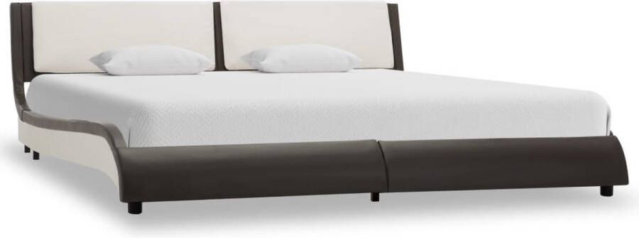 VIDAXL Bedframe kunstleer grijs en wit 150x200 cm - Foto 1