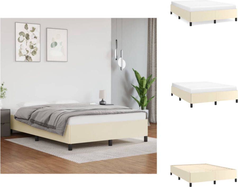 VidaXL Bedframe Kunstleer Multiplex 203 x 143 x 35 cm Crème Bed