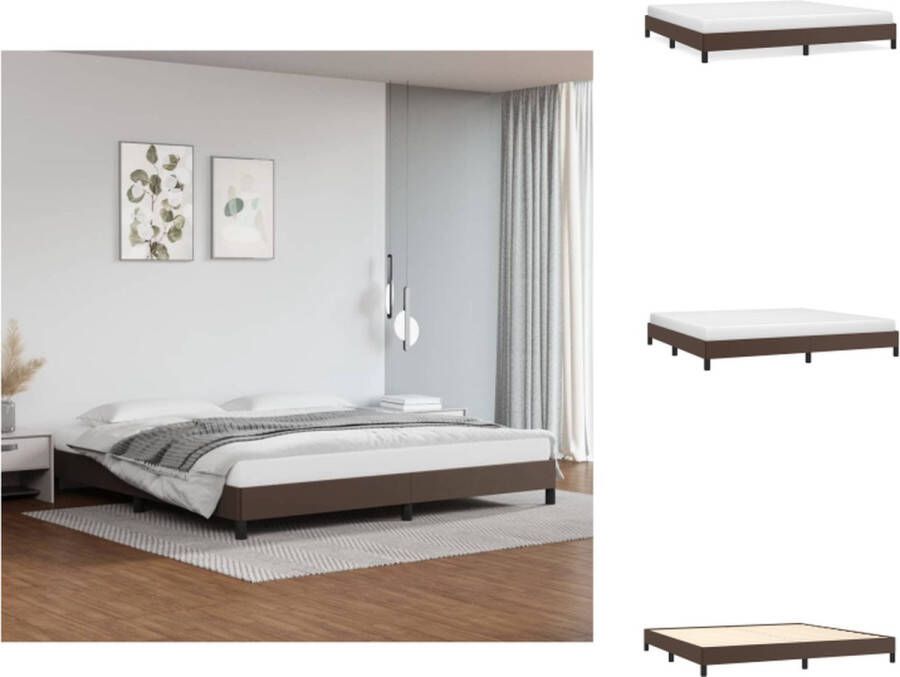 VidaXL Bedframe Kunstleer Multiplex Bruin 203x203x25cm Geschikt voor 200x200cm matras Bed - Foto 4