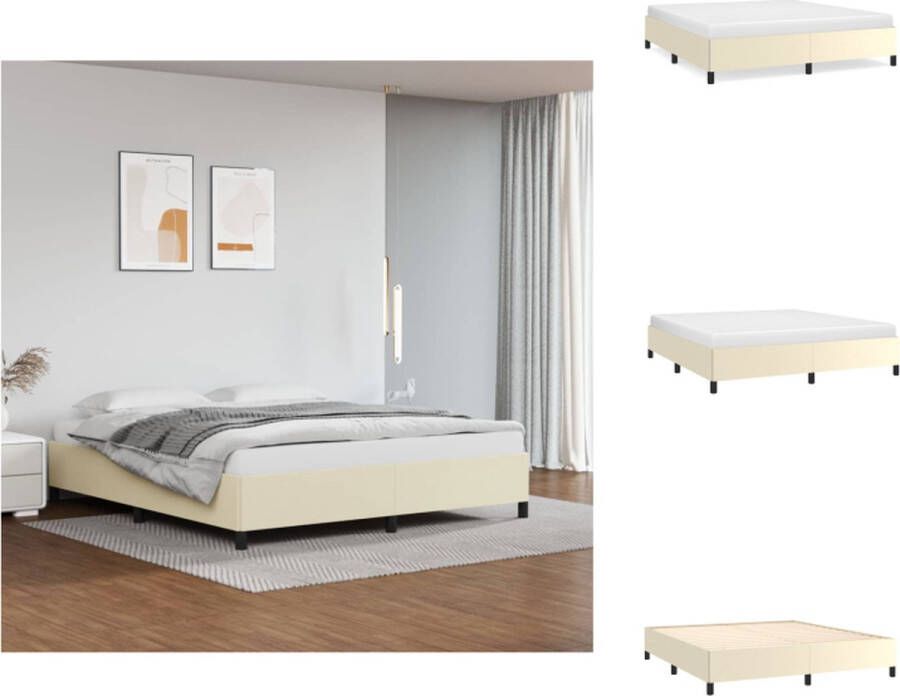 VidaXL Bedframe Kunstleer Multiplex Crème 203 x 183 x 35 cm Bed