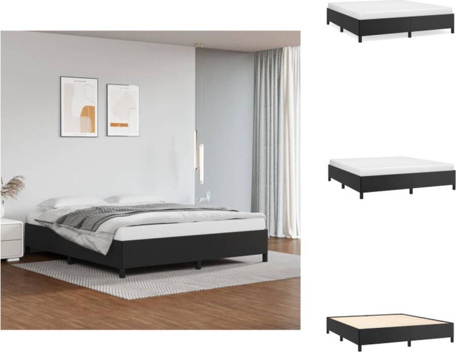 VidaXL Bedframe Kunstleer Multiplex Lattenbodem 203 x 163 x 35 cm Zwart Bed