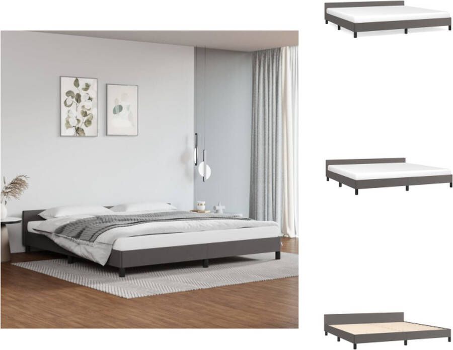 VidaXL Bedframe Kunstleer Multiplex Lattenbodem Grijs 203 x 206 x 50 cm Geschikt voor 200 x 200 cm Matras Bed