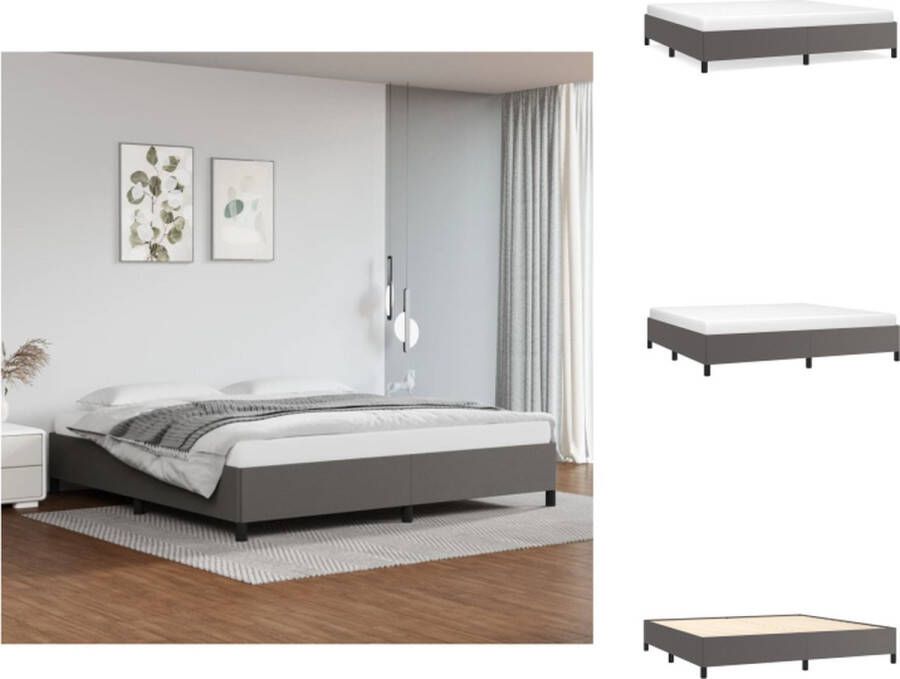 vidaXL Bedframe Kunstleer Multiplex lattenbodem Grijs 203x203x35cm Bed