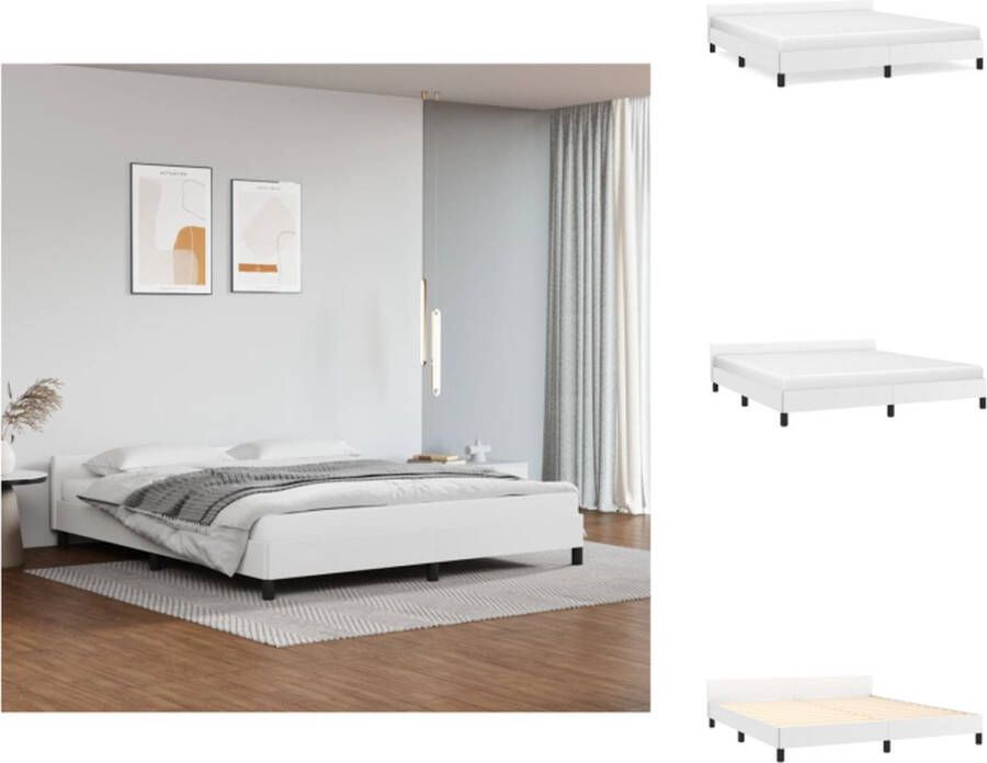 VidaXL Bedframe Kunstleer Multiplex Lattenbodem Wit 203 x 163 x 50 cm Geschikt voor 160 x 200 cm Matras (- ) Bed