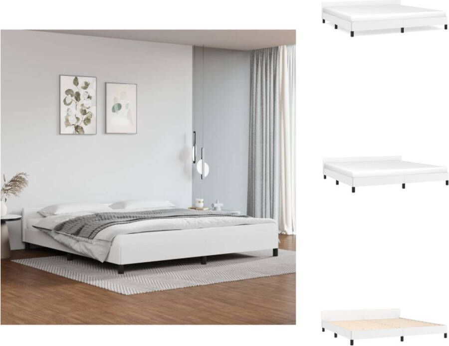 VidaXL Bedframe Kunstleer Multiplex wit 203 x 206 x 50 cm Stabiel en duurzaam Bed