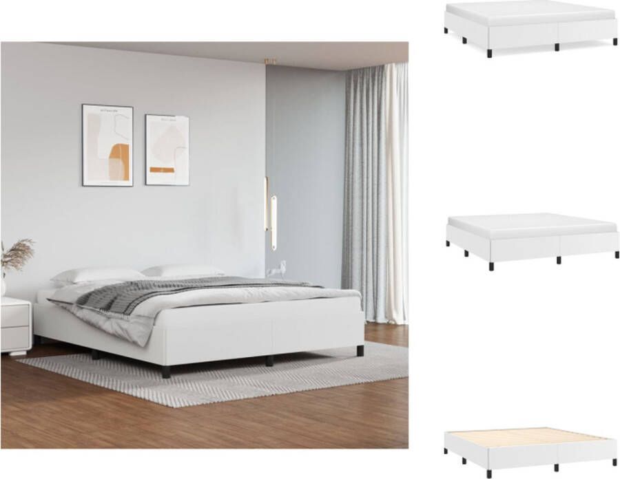 VidaXL Bedframe Kunstleer Multiplex Wit 203x163x35cm Geschikt voor 160x200cm matras (- ) Bed