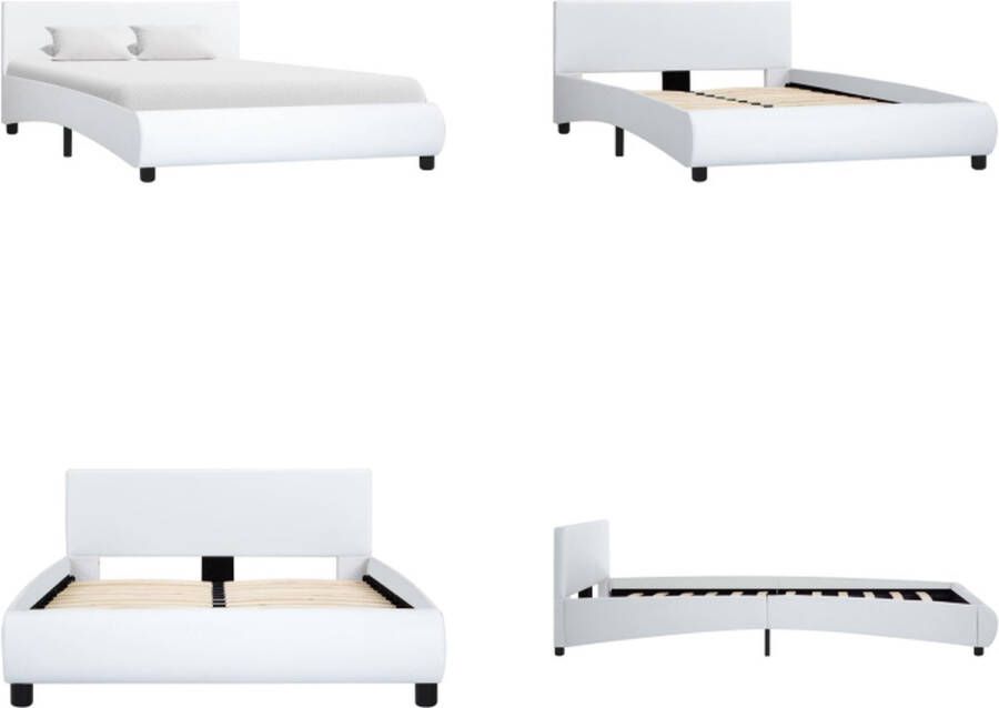 VidaXL Bedframe kunstleer wit 120x200 cm Bedframe Bedframes Bed Bedden