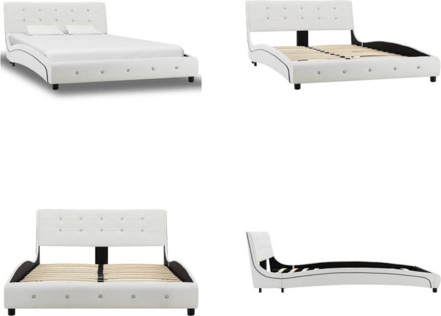 VidaXL Bedframe kunstleer wit 120x200 cm Bedframe Bedframes Bed Bedden