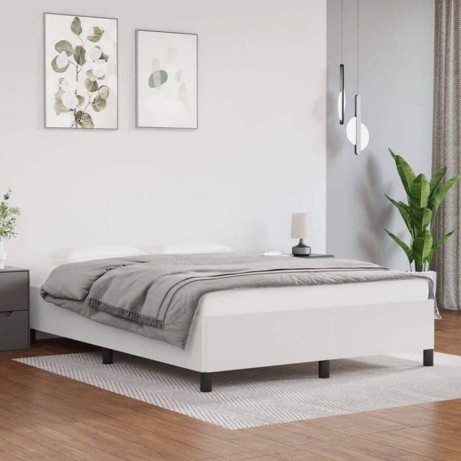 VidaXL -Bedframe-kunstleer-wit-140x190-cm - Foto 3