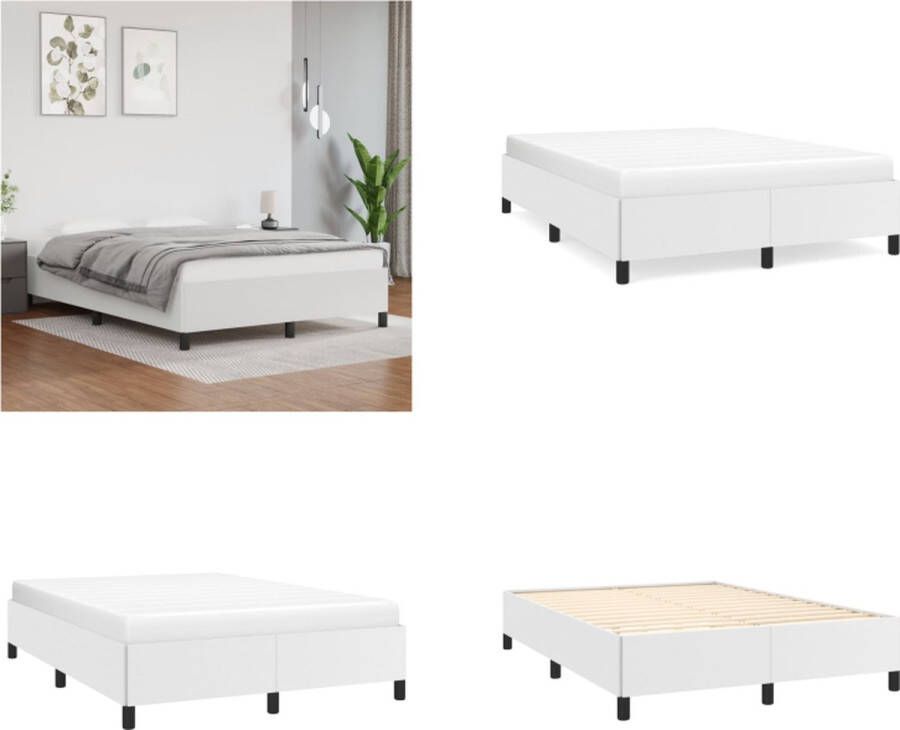 VidaXL Bedframe kunstleer wit 140x190 cm Bedframe Bedframes Bed Slaapmeubel - Foto 2