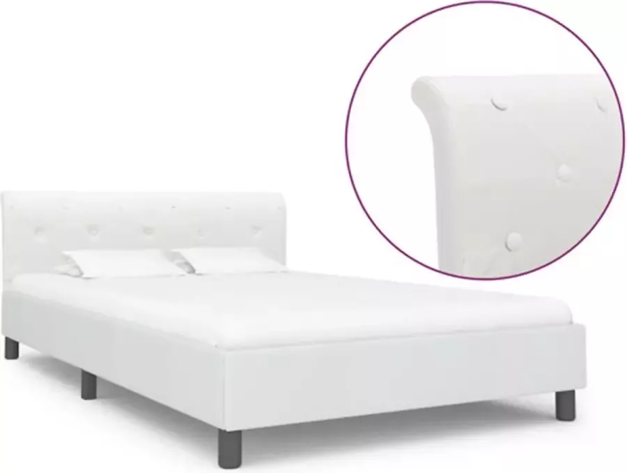 VidaXL -Bedframe-kunstleer-wit-140x200-cm