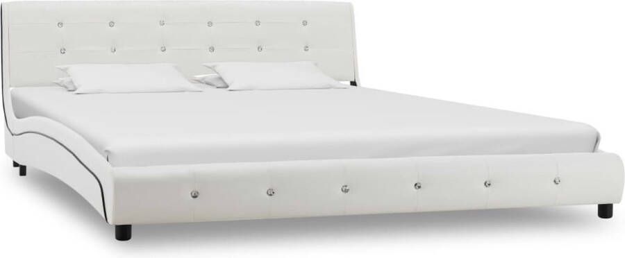 VidaXL -Bedframe-kunstleer-wit-160x200-cm