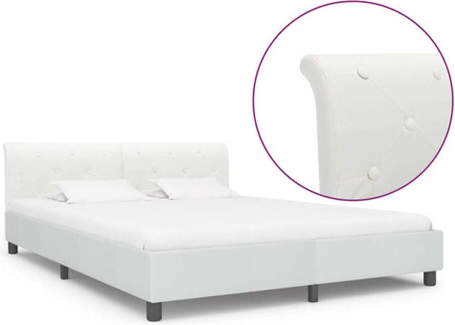 VidaXL -Bedframe-kunstleer-wit-160x200-cm