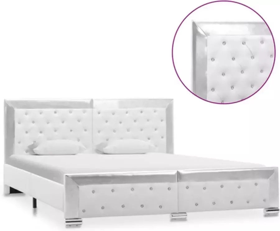 VidaXL -Bedframe-kunstleer-wit-160x200-cm - Foto 3