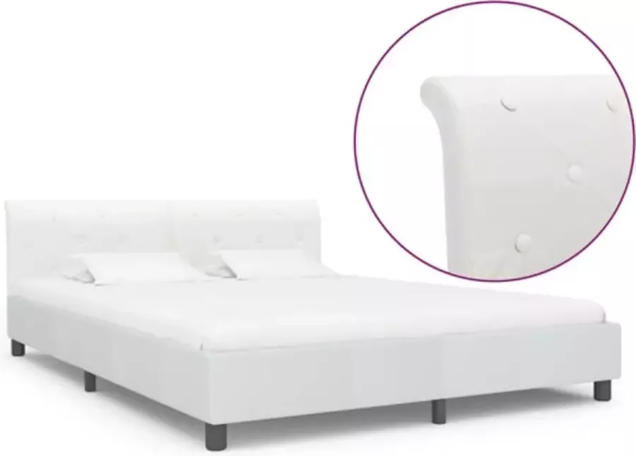 VidaXL -Bedframe-kunstleer-wit-180x200-cm