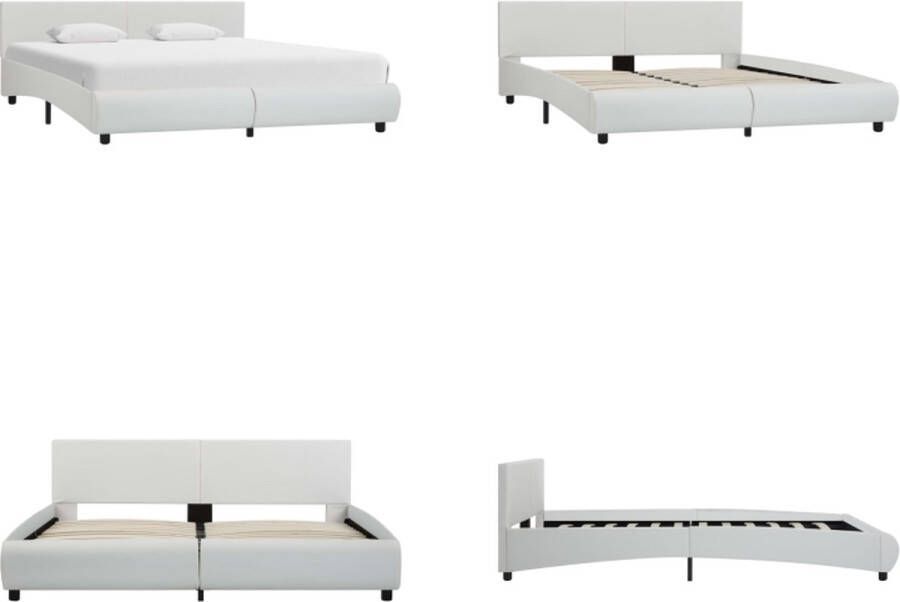 VidaXL Bedframe kunstleer wit 180x200 cm Bedframe Bedframes Bed Bedden