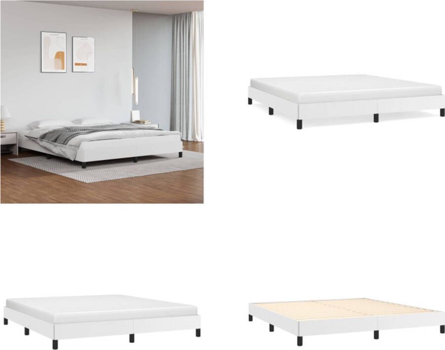 vidaXL Bedframe kunstleer wit 180x200 cm Bedframe Bedframes Bed Slaapmeubel