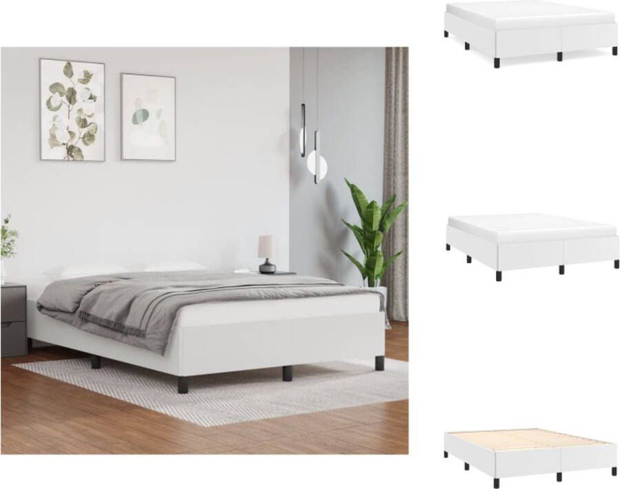 VidaXL Bedframe Kunstleer Wit 193 x 143 x 35 cm Stabiel en Duurzaam Bed