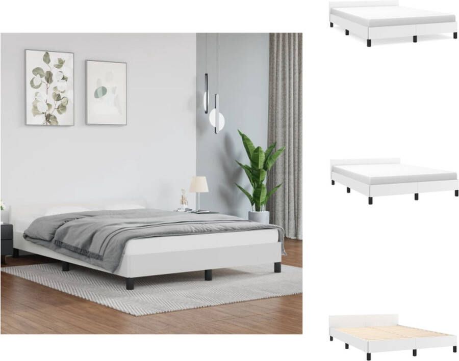VidaXL Bedframe Kunstleer Wit 193 x 143 x 50 cm Geschikt voor 140 x 190 cm matras Duurzaam en ondersteunend Bed
