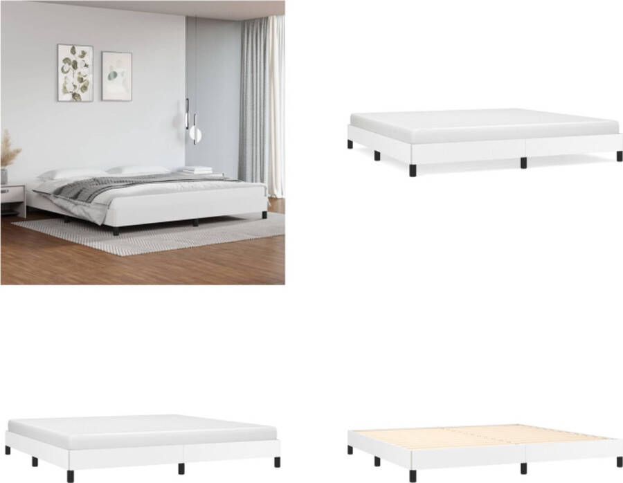 VidaXL Boxspringframe kunstleer wit 200x200 cm Boxspringframe Boxspringframes Bed Ledikant