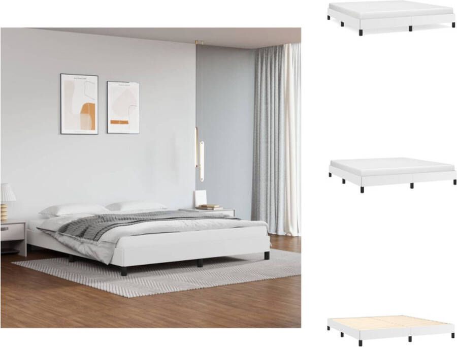 vidaXL Bedframe Kunstleer Wit 203 x 183 x 25 cm Ondersteunende poten Bed