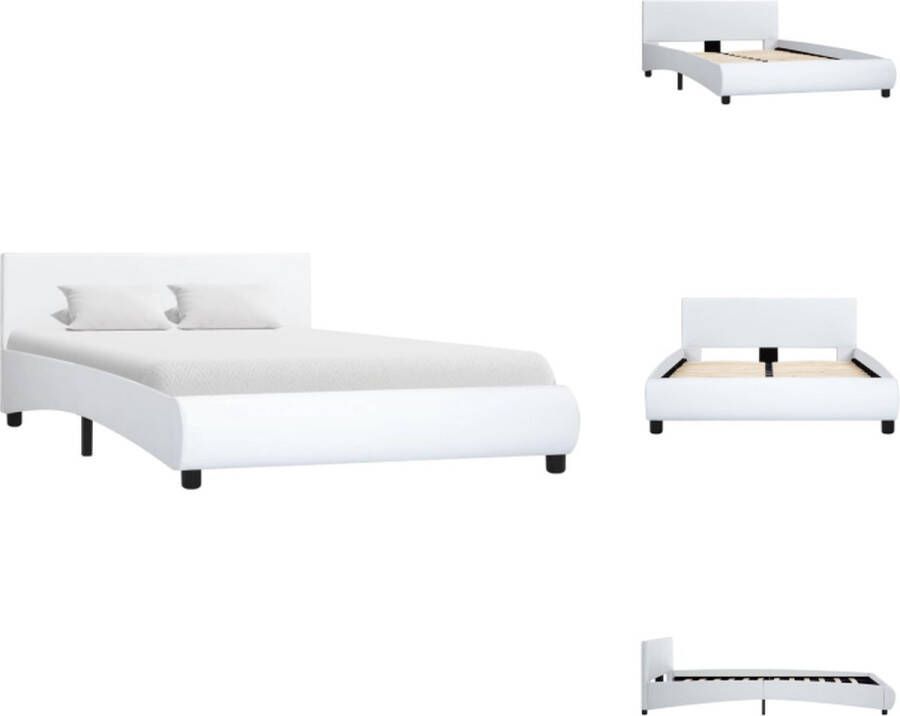 VidaXL Bedframe Kunstleer Wit 215 x 124 x 65 cm Matras- 120 x 200 cm Bed