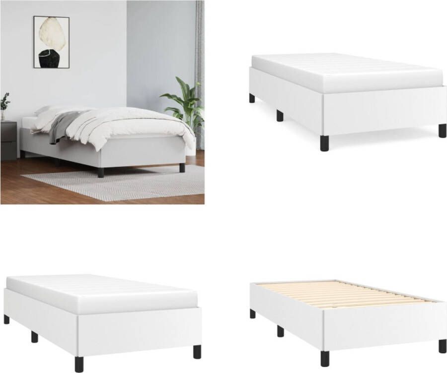 VidaXL Boxspringframe kunstleer wit 90x190 cm Boxspringframe Boxspringframes Bed Ledikant - Foto 2