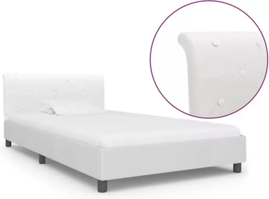 VidaXL -Bedframe-kunstleer-wit-90x200-cm