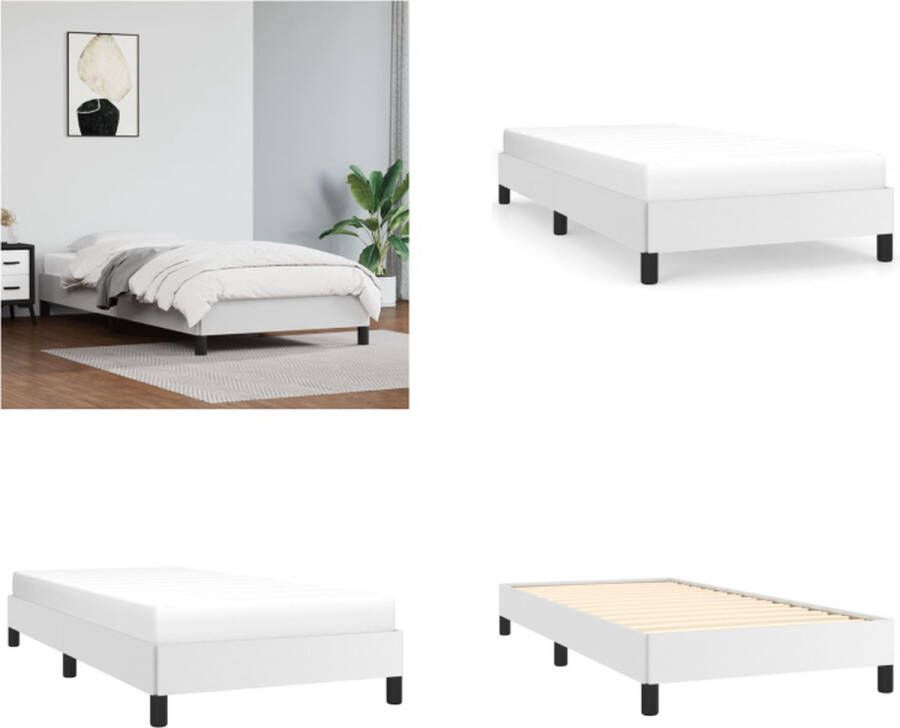 VidaXL Bedframe kunstleer wit 90x200 cm Bedframe Bedframes Bed Slaapmeubel - Foto 3