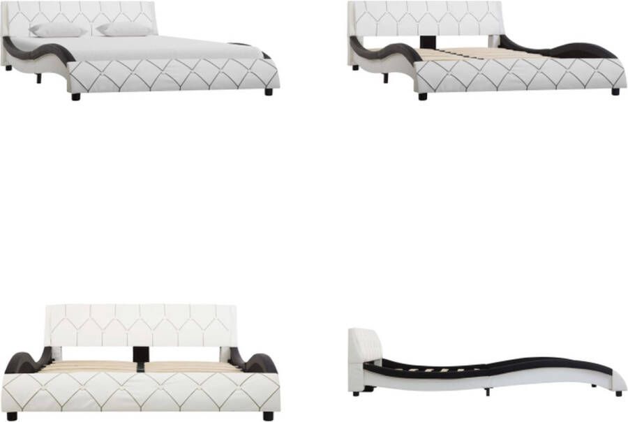 VidaXL Bedframe kunstleer wit en zwart 120x200 cm Bedframe Bedframes Bed Bedden