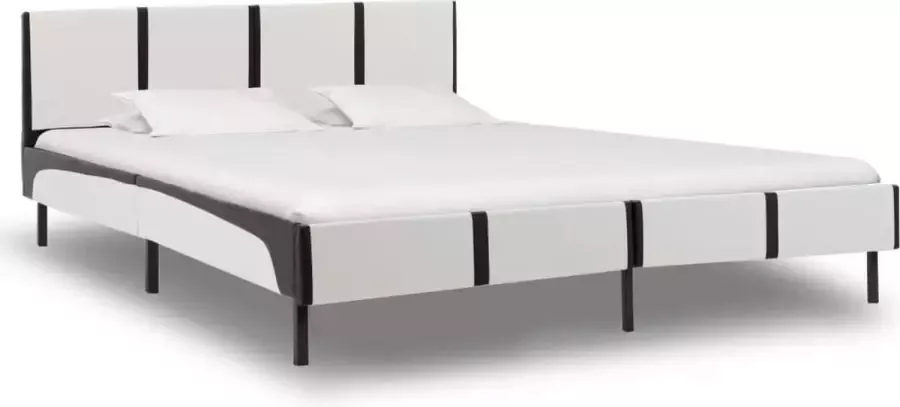 VIDAXL Bedframe kunstleer wit en zwart 160x200 cm - Foto 2