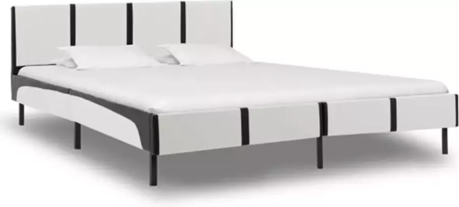 VidaXL -Bedframe-kunstleer-wit-en-zwart-180x200-cm - Foto 2