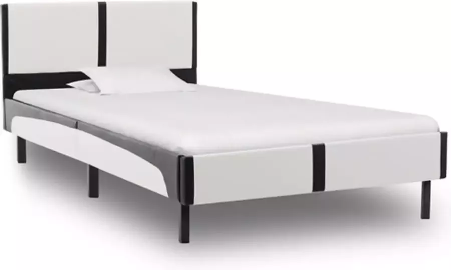 VidaXL -Bedframe-kunstleer-wit-en-zwart-90x200-cm - Foto 2