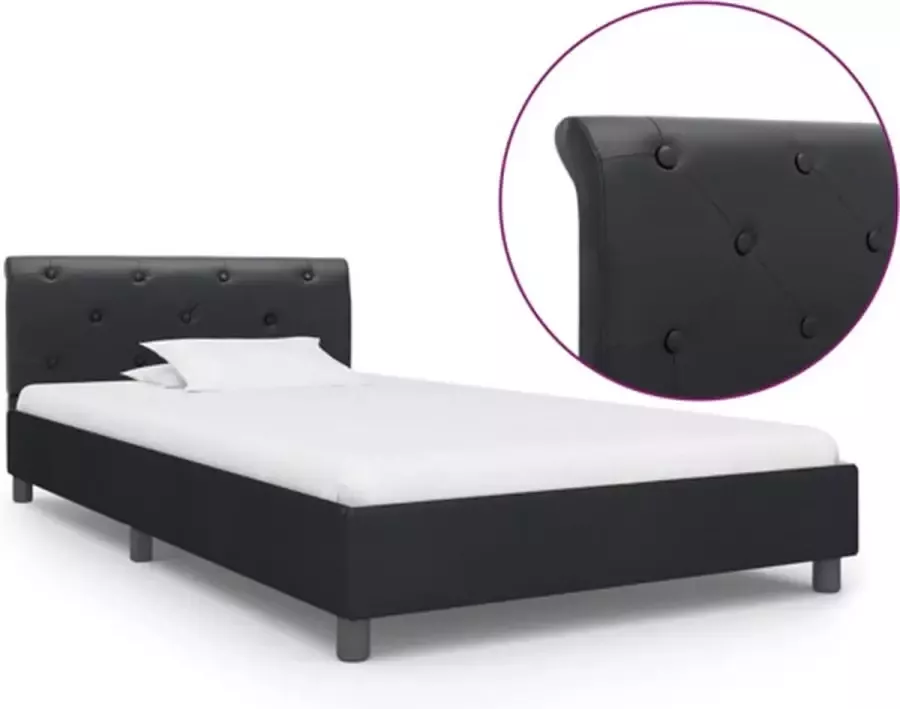 VidaXL -Bedframe-kunstleer-zwart-100x200-cm - Foto 2