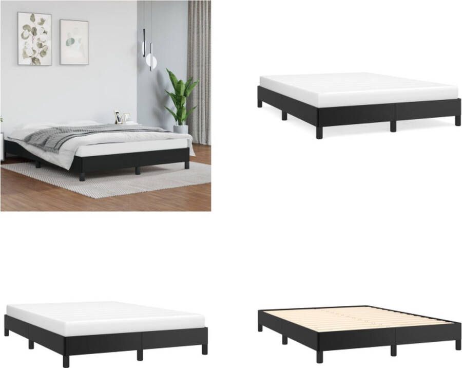 VidaXL Boxspringframe kunstleer zwart 140x190 cm Boxspringframe Boxspringframes Bed Ledikant - Foto 2