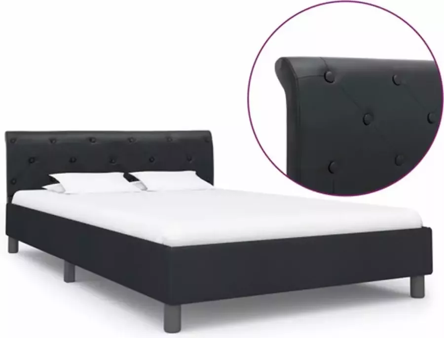 VidaXL -Bedframe-kunstleer-zwart-140x200-cm