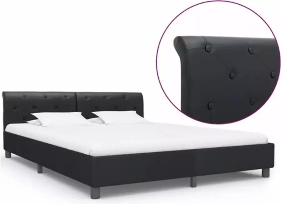VidaXL -Bedframe-kunstleer-zwart-160x200-cm - Foto 3