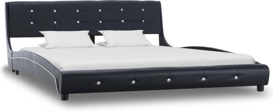 VidaXL -Bedframe-kunstleer-zwart-160x200-cm - Foto 2