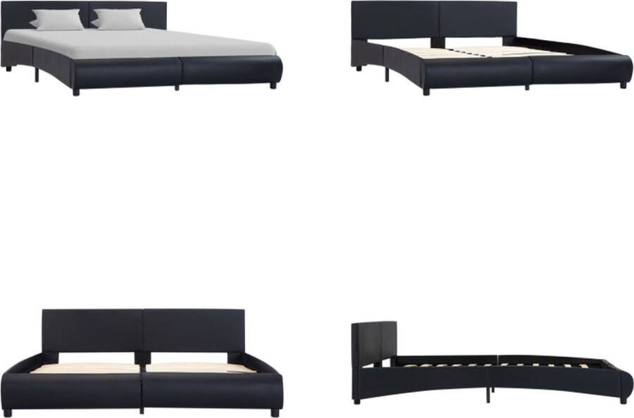 VidaXL Bedframe kunstleer zwart 160x200 cm Bedframe Bedframes Bed Bedden