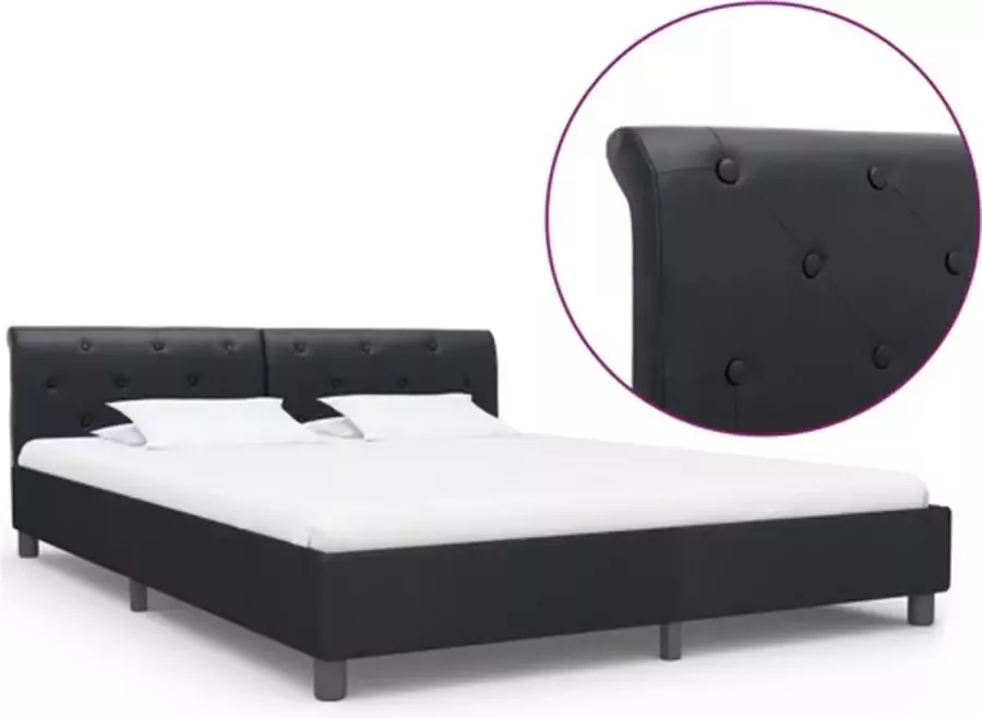 VIDAXL Bedframe kunstleer zwart 180x200 cm - Foto 2