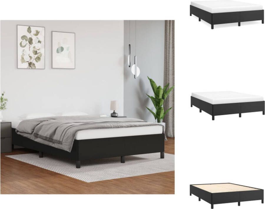 vidaXL Bedframe Kunstleer zwart 193 x 143 x 35 cm geschikt voor matras 140 x 190 cm Bed