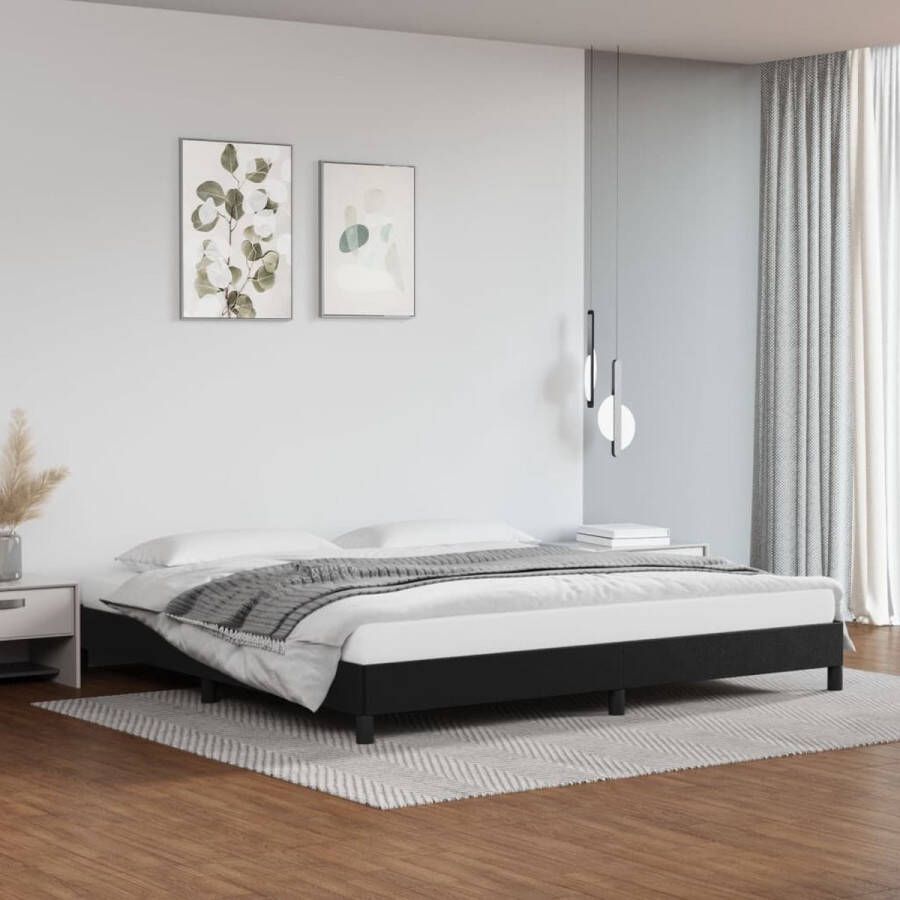VidaXL Bedframe Kunstleer Zwart 200x200 cm Slaapkamerinrichting Tweepersoonsbed Zwarte Bedframe Kunstleder Bed Frame Stabiele Bedpoten Lattenbodembed - Foto 2