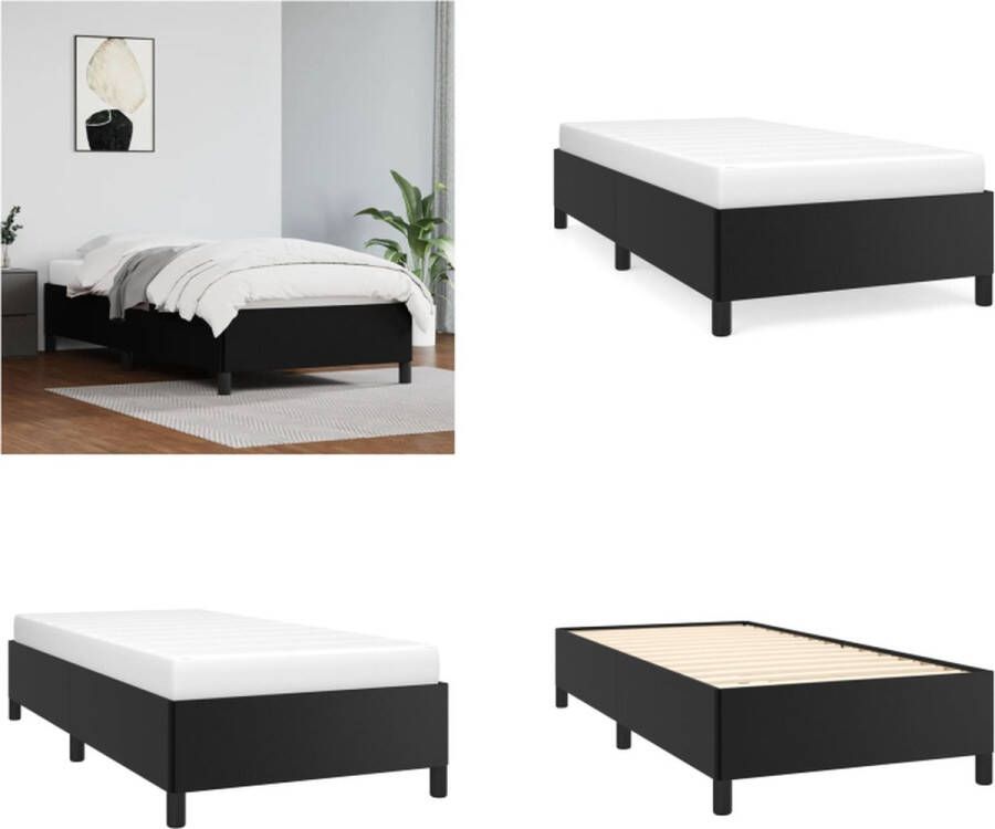 VidaXL Boxspringframe kunstleer zwart 90x190 cm Boxspringframe Boxspringframes Bed Ledikant - Foto 2