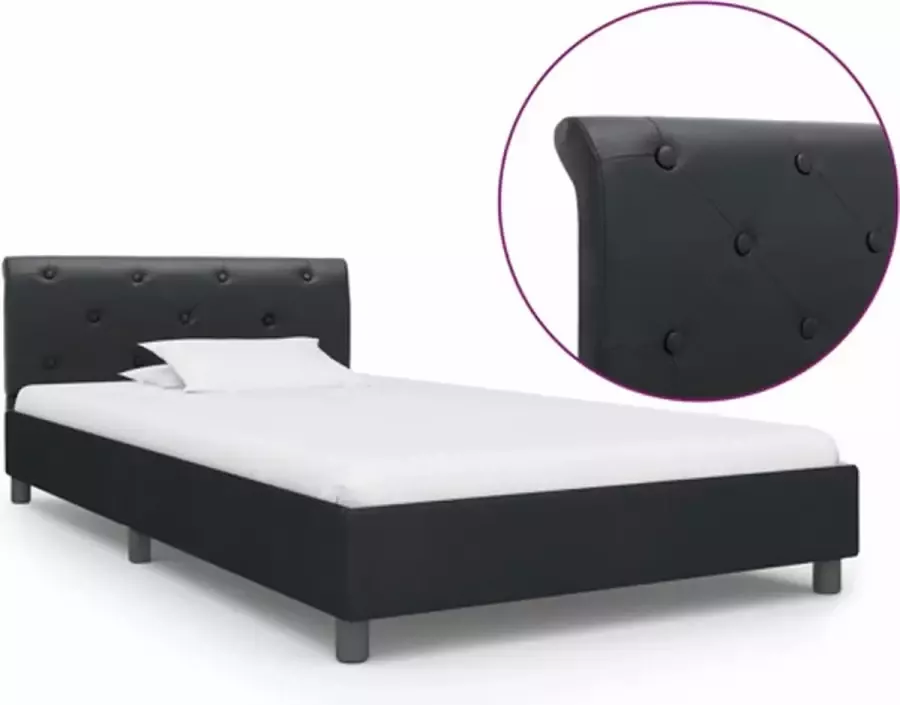 VidaXL -Bedframe-kunstleer-zwart-90x200-cm - Foto 2