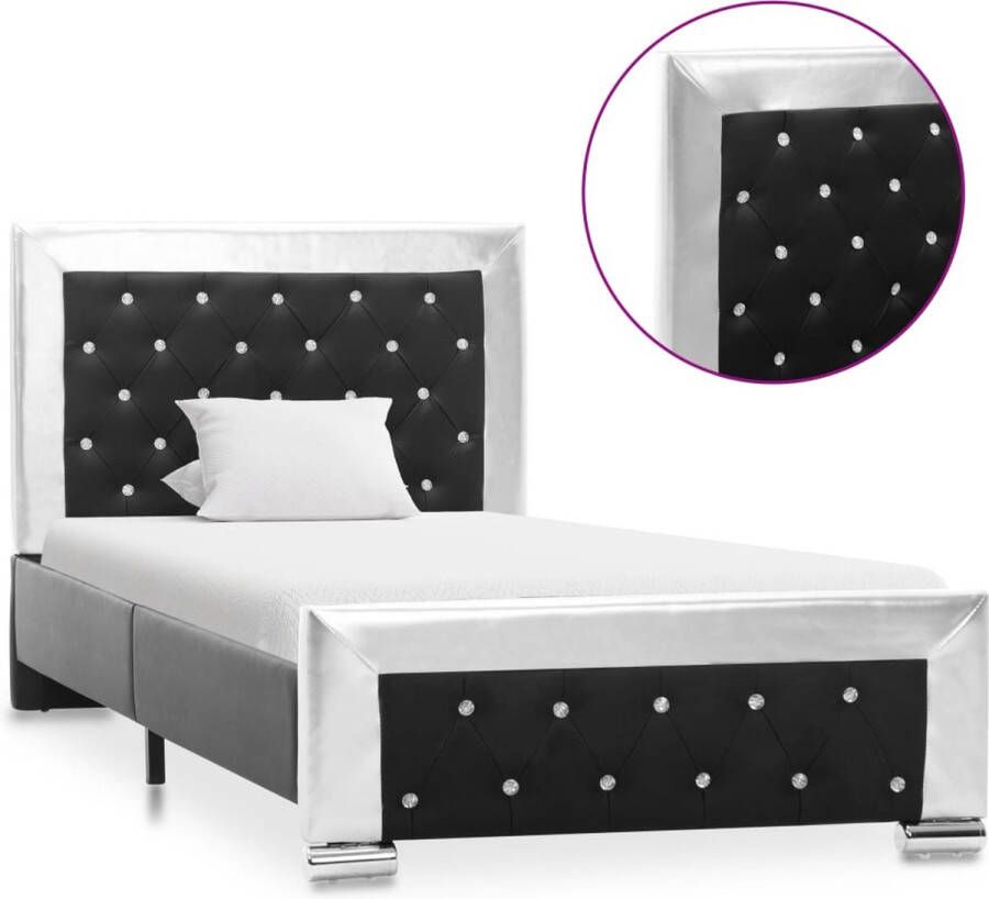 VidaXL -Bedframe-kunstleer-zwart-90x200-cm - Foto 4