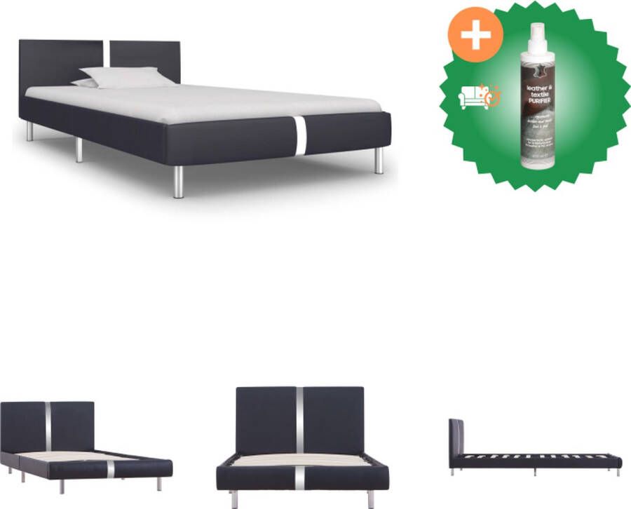 VidaXL Bedframe kunstleer zwart 90x200 cm Bed Inclusief Reiniger