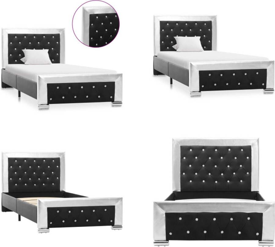 VidaXL Bedframe kunstleer zwart 90x200 cm Bedframe Bedframes Bed Bedden